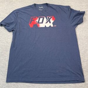 Fox Racing Shirt Mens XXL Navy Red White Logo Motocross Casual Tee